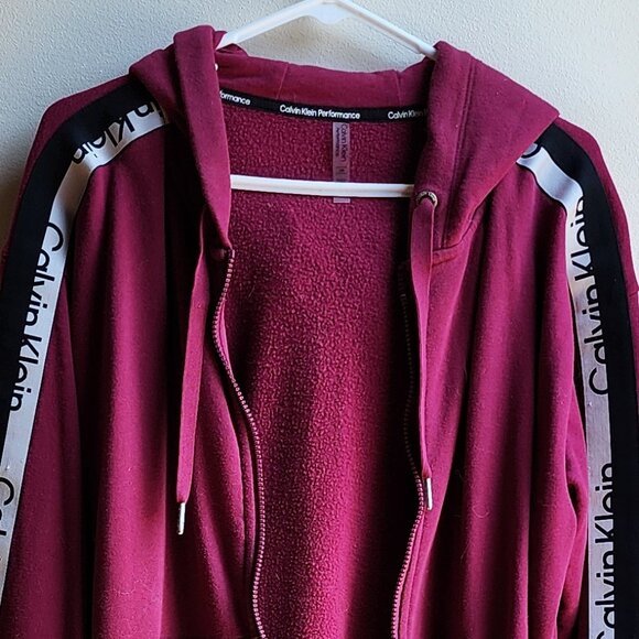 Calvin Klein Performance Pink/Black Zip-Up Hooded Sweatshirt Size Large - Picture 4 of 14
